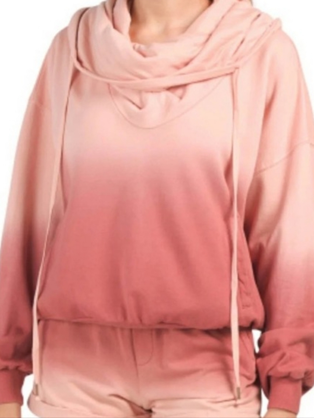 Young Fabulous & Broke Pink Ombre Cowl‎ Neck Hoodie Sweatshirt Medium